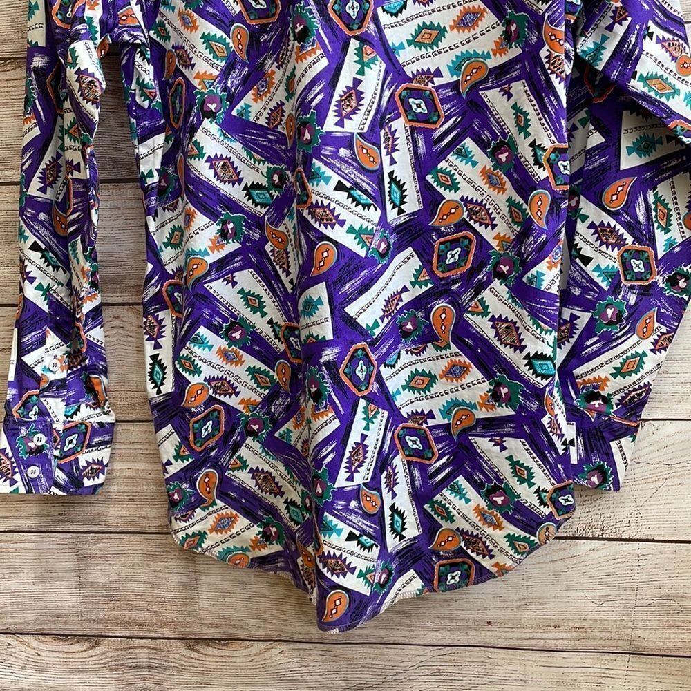 VINTAGE WRANGLER‎ BRUSHPOPPER SHIRT IN AZTEC PRINT - Picture 8 of 9